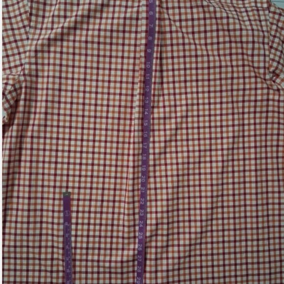 L.L. Bean Men's XL Cotton Red/Orange Check Wrinkle And Stain Resisitant Shirt LS - Picture 9 of 10